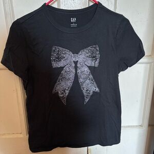 GAP Glitter Bow Graphic Tee T Shirt